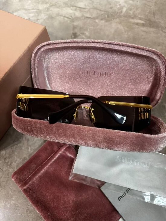 Miu Miu Rimless Gold Logo Sunglasses Full Kit main image 5